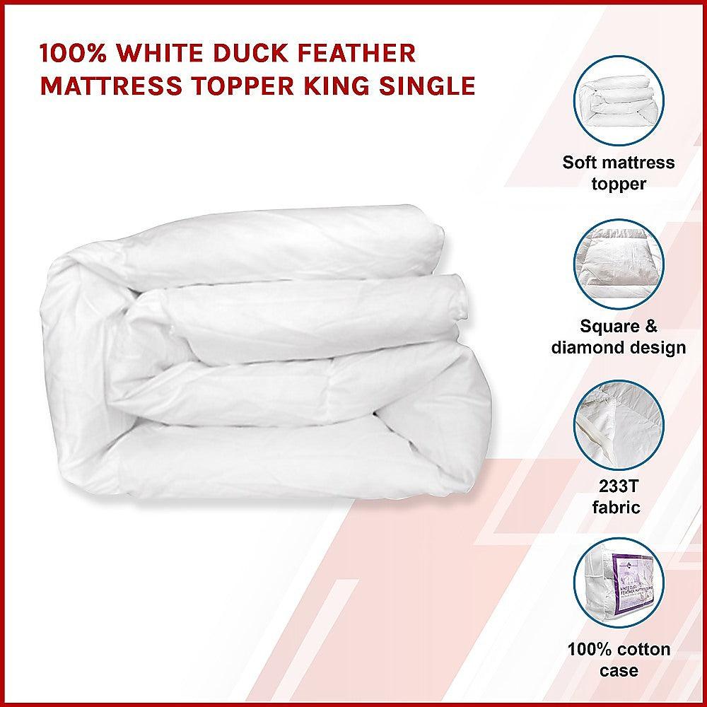 King Single Mattress Topper - 100% Duck Feather - John Cootes