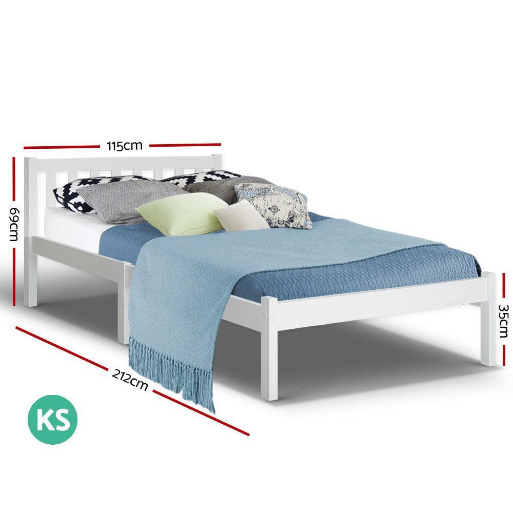 King Single Wooden Bed Frame - White - John Cootes