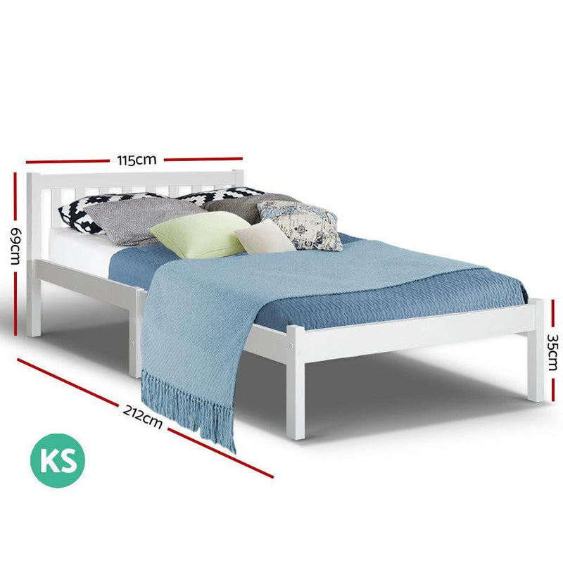 King Single Wooden Bed Frame - White - John Cootes