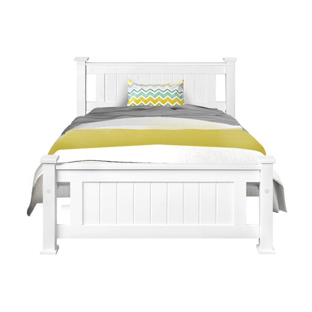 King Single Wooden Bed Frame - White - John Cootes