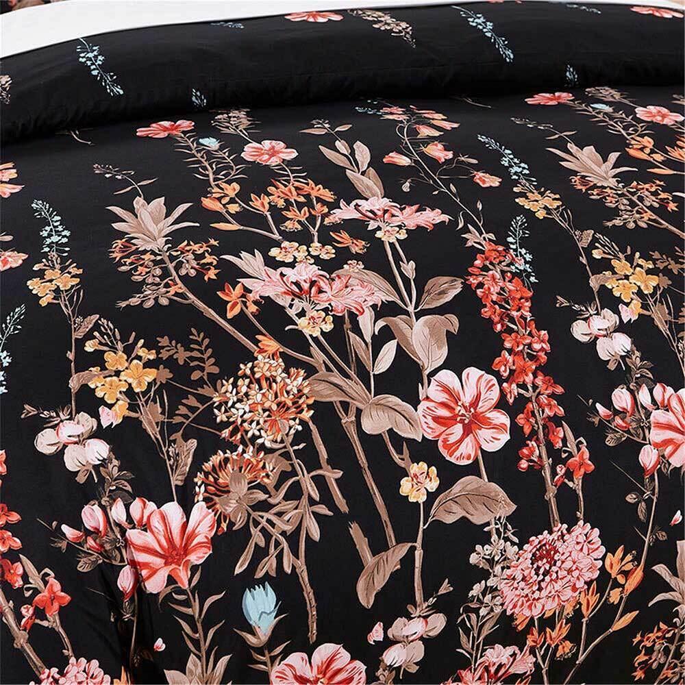 King Size 3pcs Floral Black Quilt Cover Set(3PCS) - John Cootes