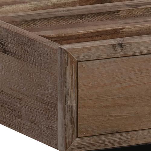 King size Bed Frame Solid Wood Acacia Veneered Bedroom Furniture Steel Legs - John Cootes