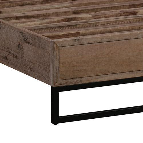 King size Bed Frame Solid Wood Acacia Veneered Bedroom Furniture Steel Legs - John Cootes