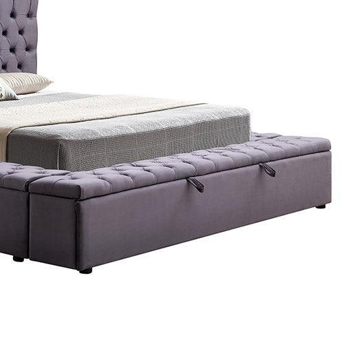 King Size Bedframe Velvet Upholstery Dark Grey Colour Tufted Headboard Deep Quilting - John Cootes