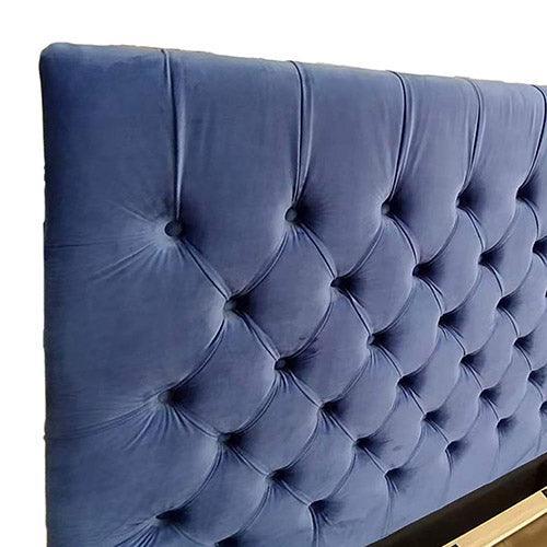 King Size Storage Bed Frame Elegant Luxury Velvet in Navy Blue Colour - John Cootes