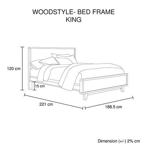 King Size Wooden Bed Frame in Solid Wood Antique Design Light Brown - John Cootes