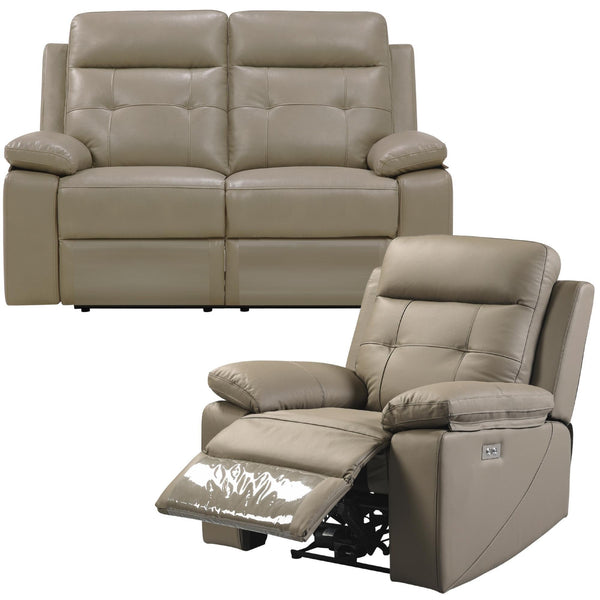 Kingsman 2 + 1 Seater Electric Recliner Sofa Genuine Leather Home Theater Lounge - John Cootes