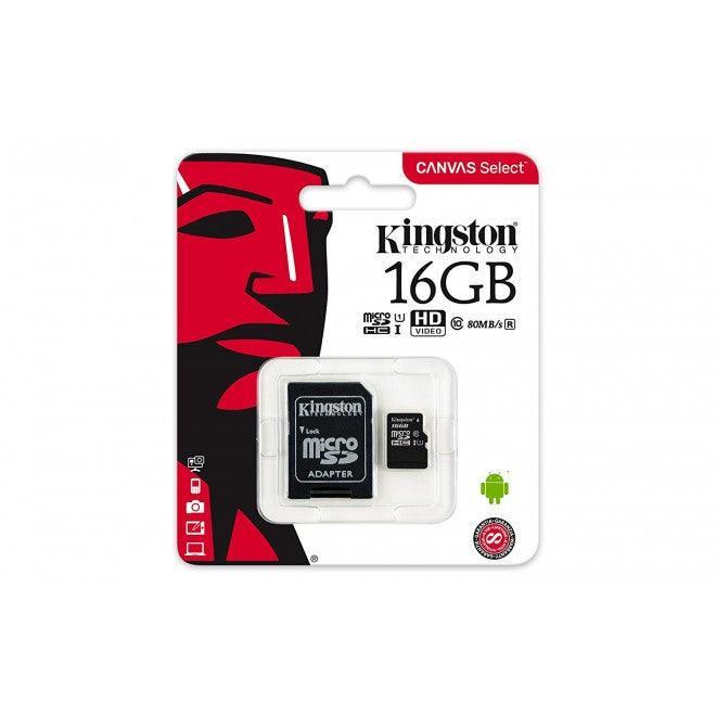 KINGSTON SDCS-16GB microSDHC Canvas Select 80R with SD adapter - John Cootes