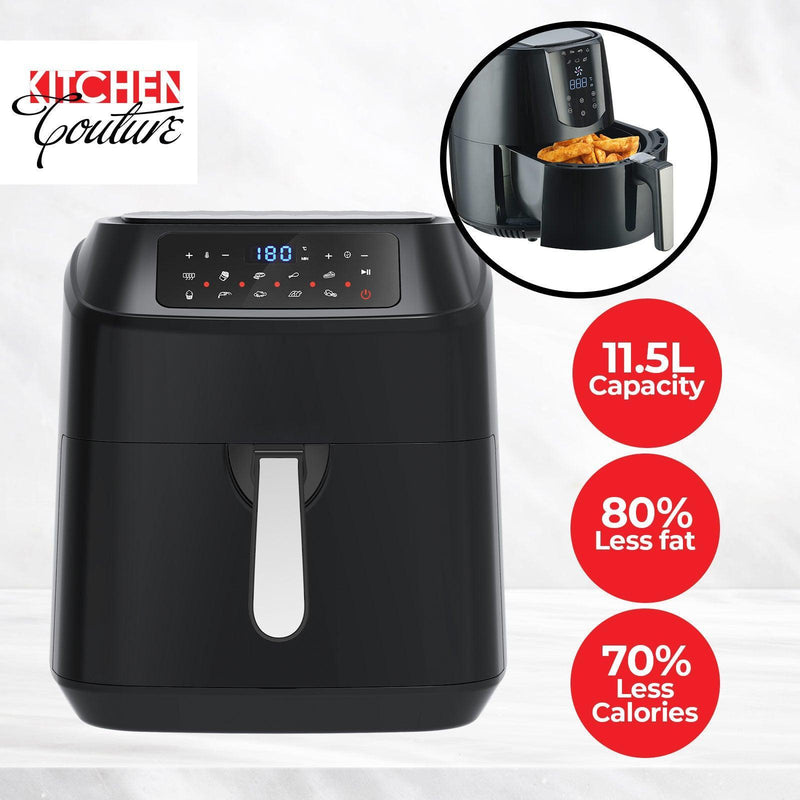Kitchen Couture 11.5 Litre Air Fryer Multifunctional LCD Digital Display Black - John Cootes