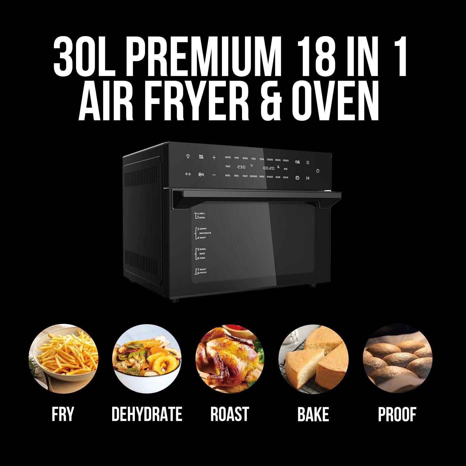 Kitchen Couture 30 Litre Air Fryer Oven 18 Presets 5-in-1 Multifunctional Black - John Cootes