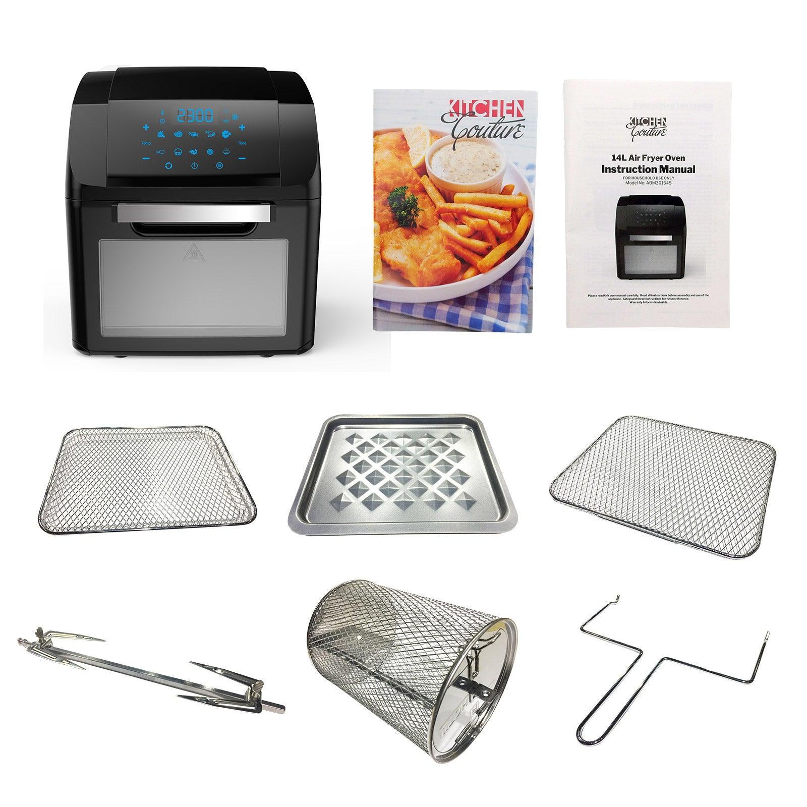 Kitchen Couture Air Fryer 14 Litre Multifunctional Digital Display Black 14 Litre Black - John Cootes