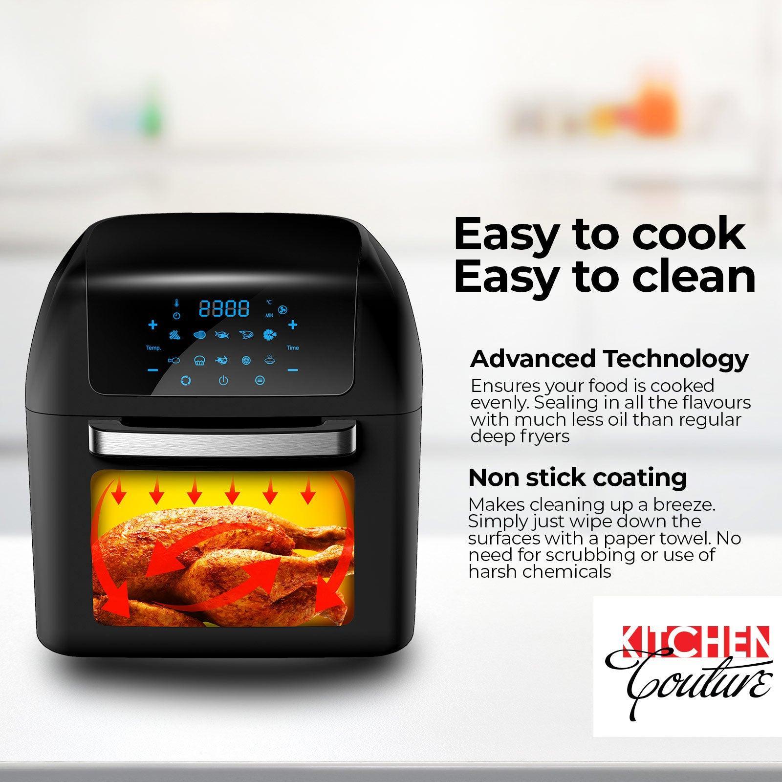 Kitchen Couture Healthy Options 13 Litre Air Fryer 10 Presets LCD Display Black 13 Litre Black - John Cootes