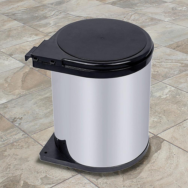 Kitchen Swing Pull Out Bin Stainless Steel Garbage Rubbish Waste Trash Can 14L - John Cootes