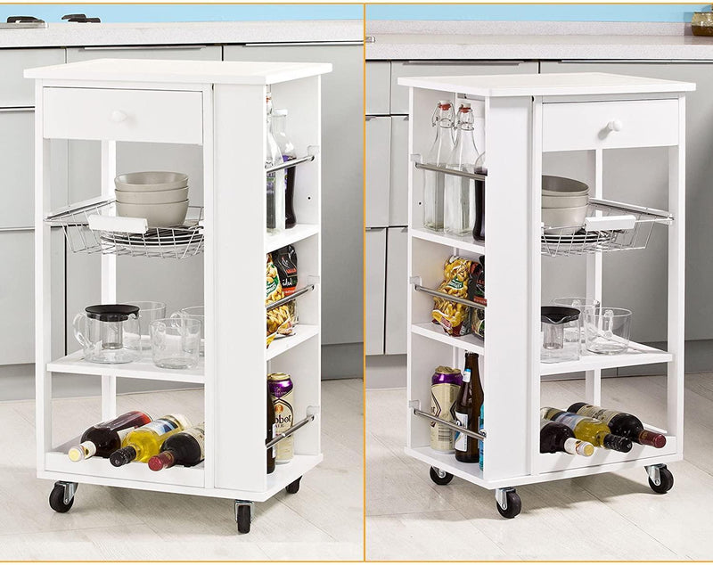 Kitchen Trolley with Wine Rack, Drawer and Shelf - John Cootes