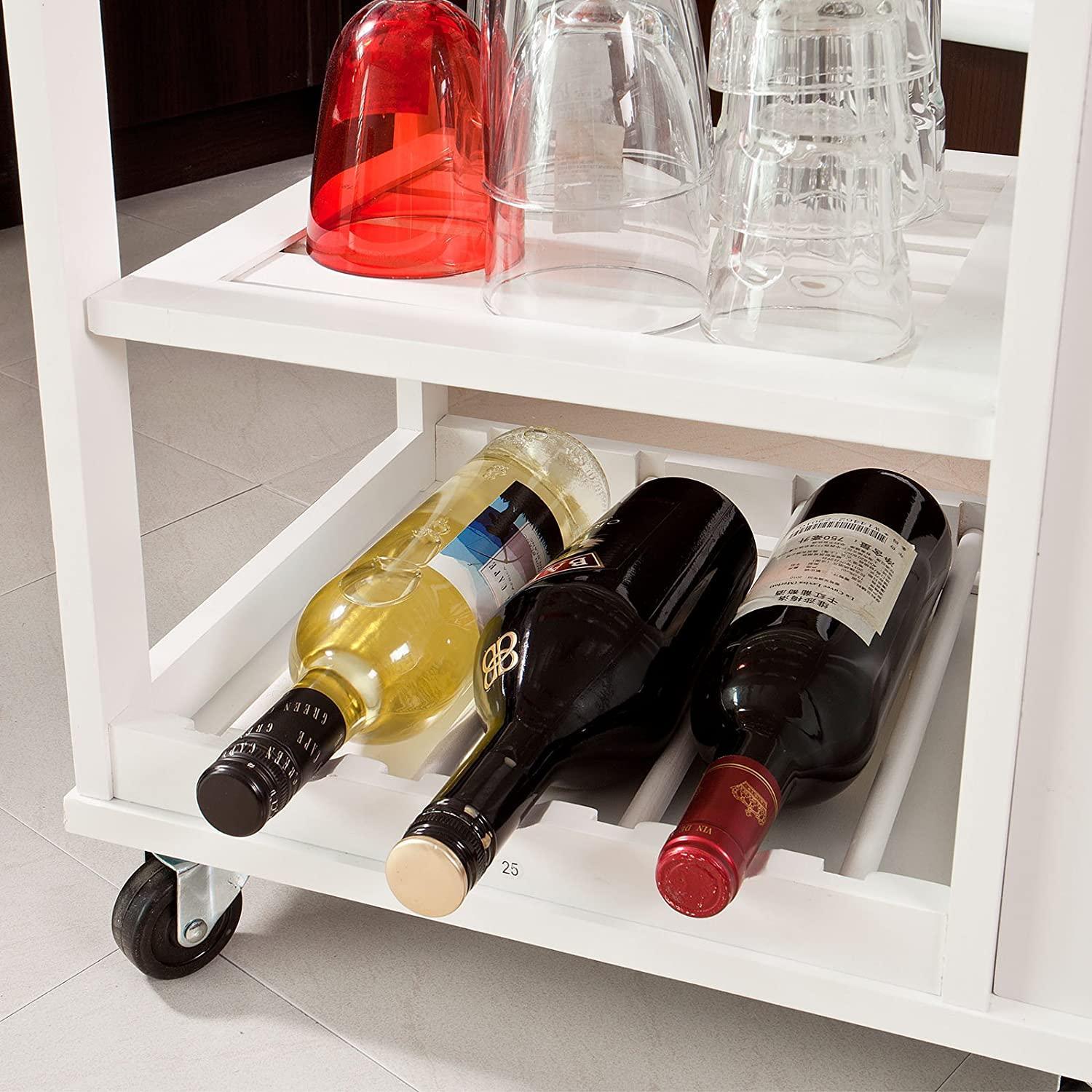 Kitchen Trolley with Wine Rack, Drawer and Shelf - John Cootes