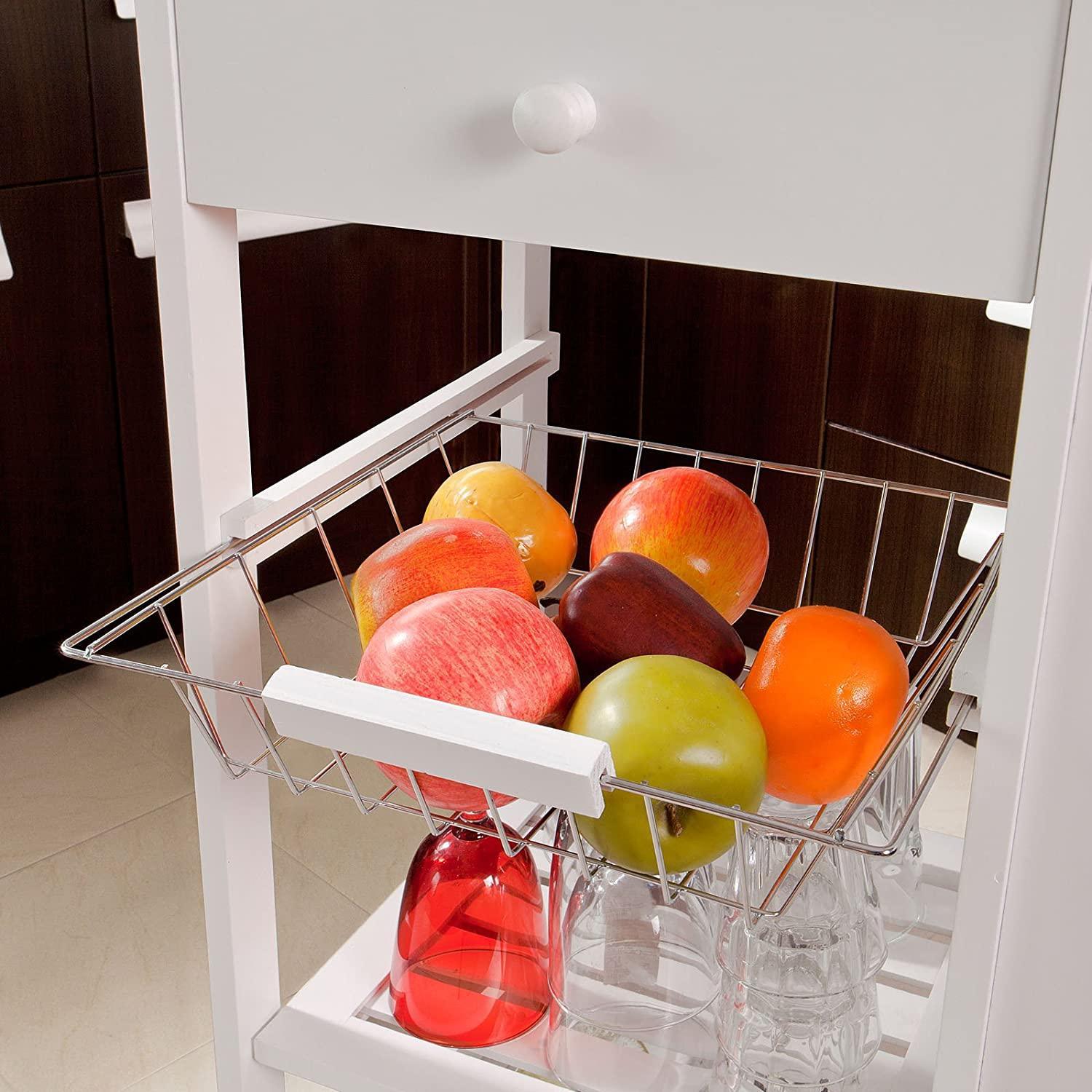 Kitchen Trolley with Wine Rack, Drawer and Shelf - John Cootes