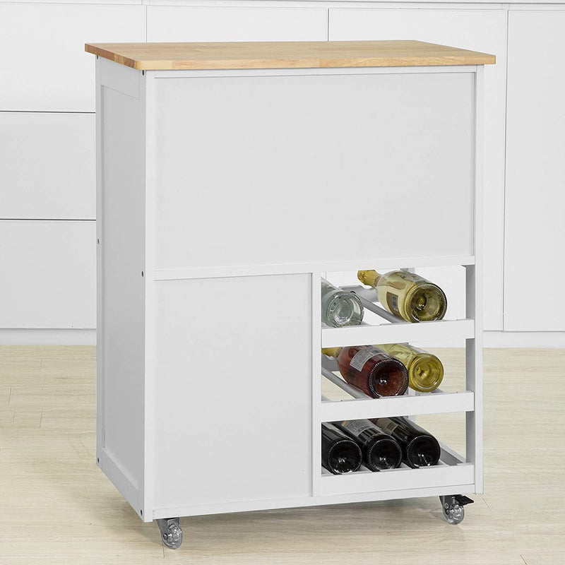 Kitchen Trolley with Wine Racks, Portable Workbench and Serving Cart for Bar or Dining - John Cootes