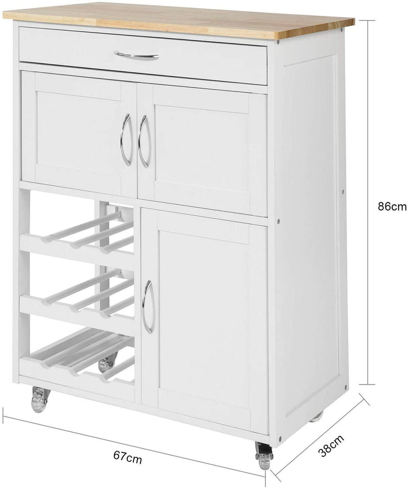 Kitchen Trolley with Wine Racks, Portable Workbench and Serving Cart for Bar or Dining - John Cootes