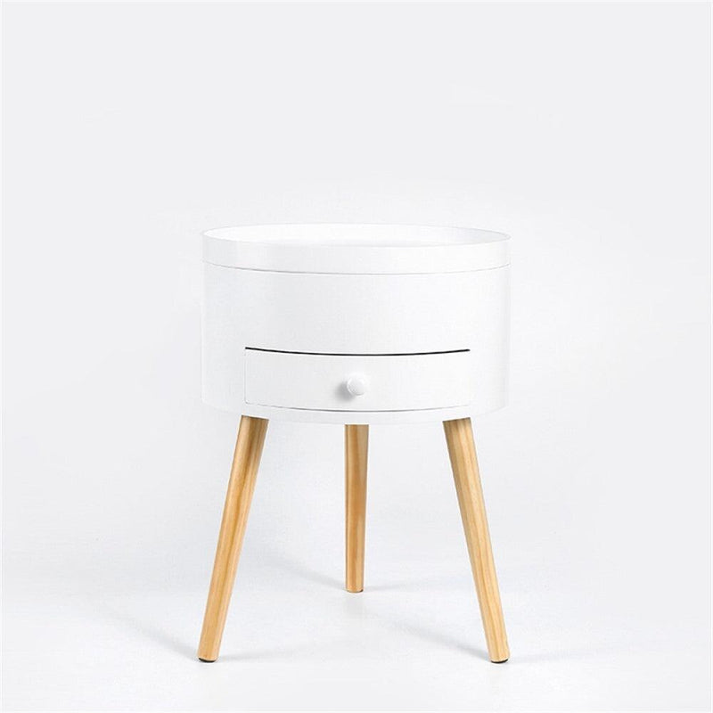 Kumoo Round Side Table With Storage White - John Cootes