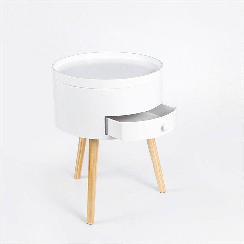 Kumoo Round Side Table With Storage White - John Cootes