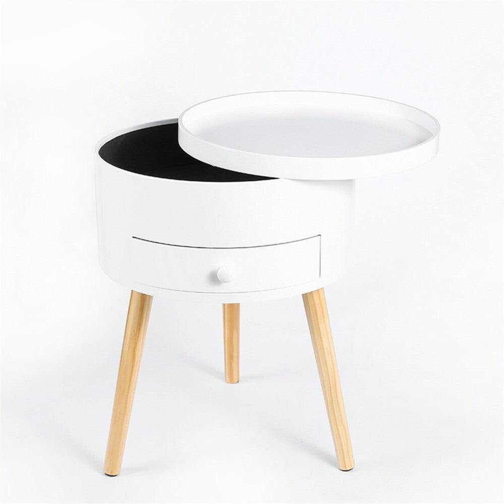 Kumoo Round Side Table With Storage White - John Cootes