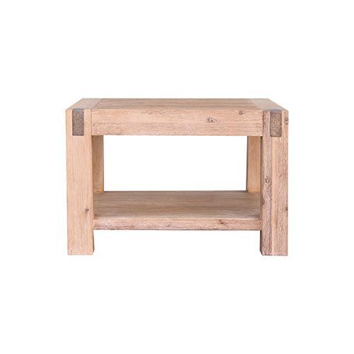 Lamp Table Open Storage Solid Wooden Frame in Classic Oak Colour - John Cootes