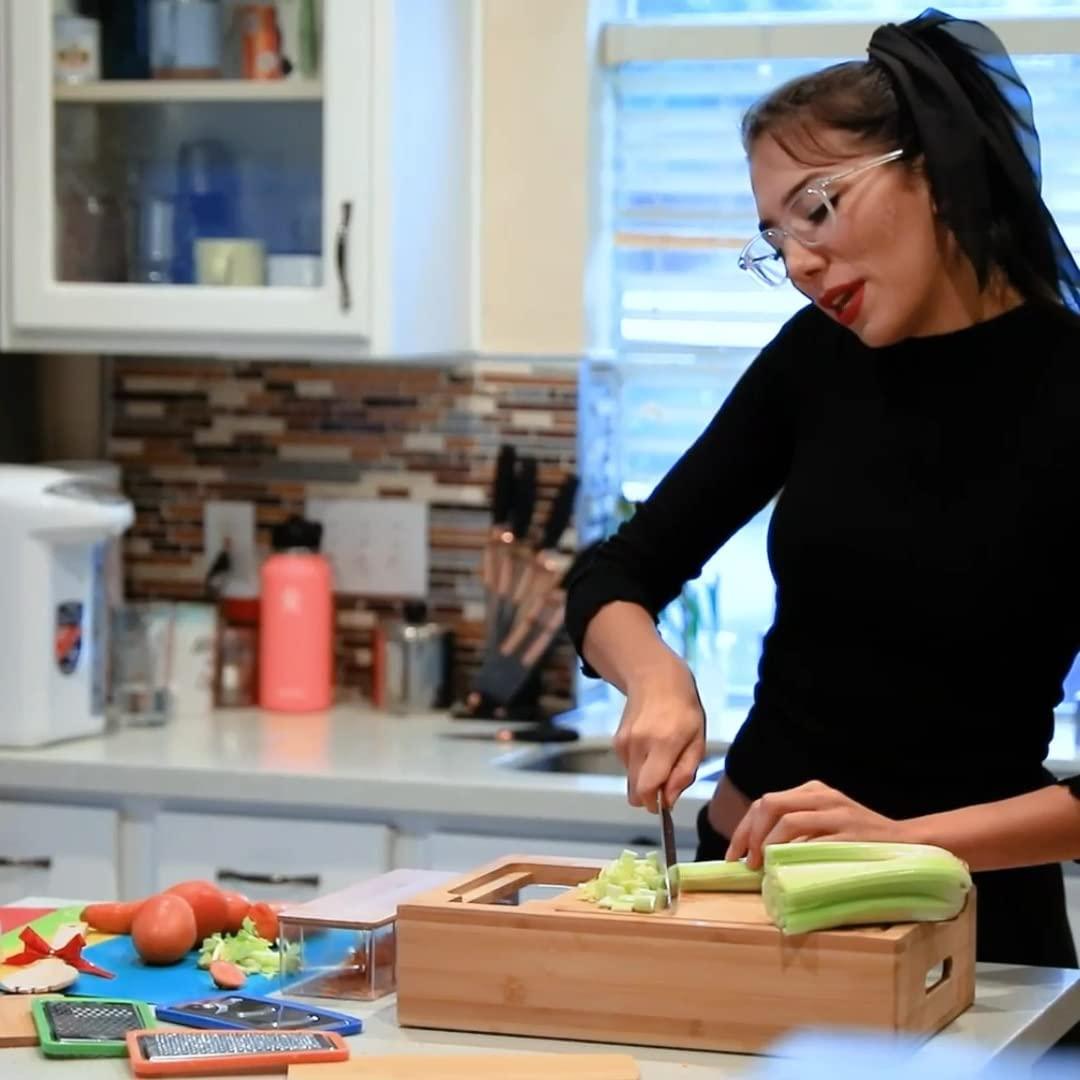 Large Bamboo Cutting Board and 4 Containers with Mobile Holder gift included for Home Kitchen - John Cootes