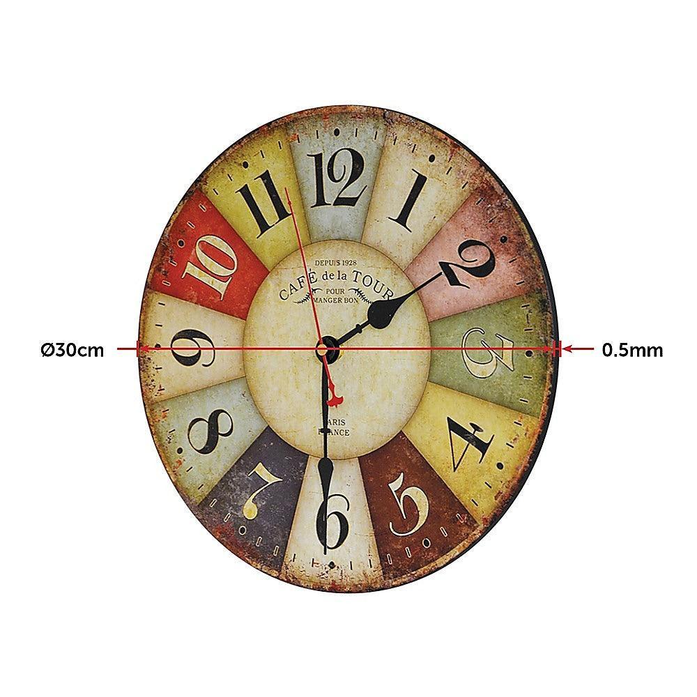 Large Colourful Wall Clock Kitchen Office Retro Timepiece - John Cootes