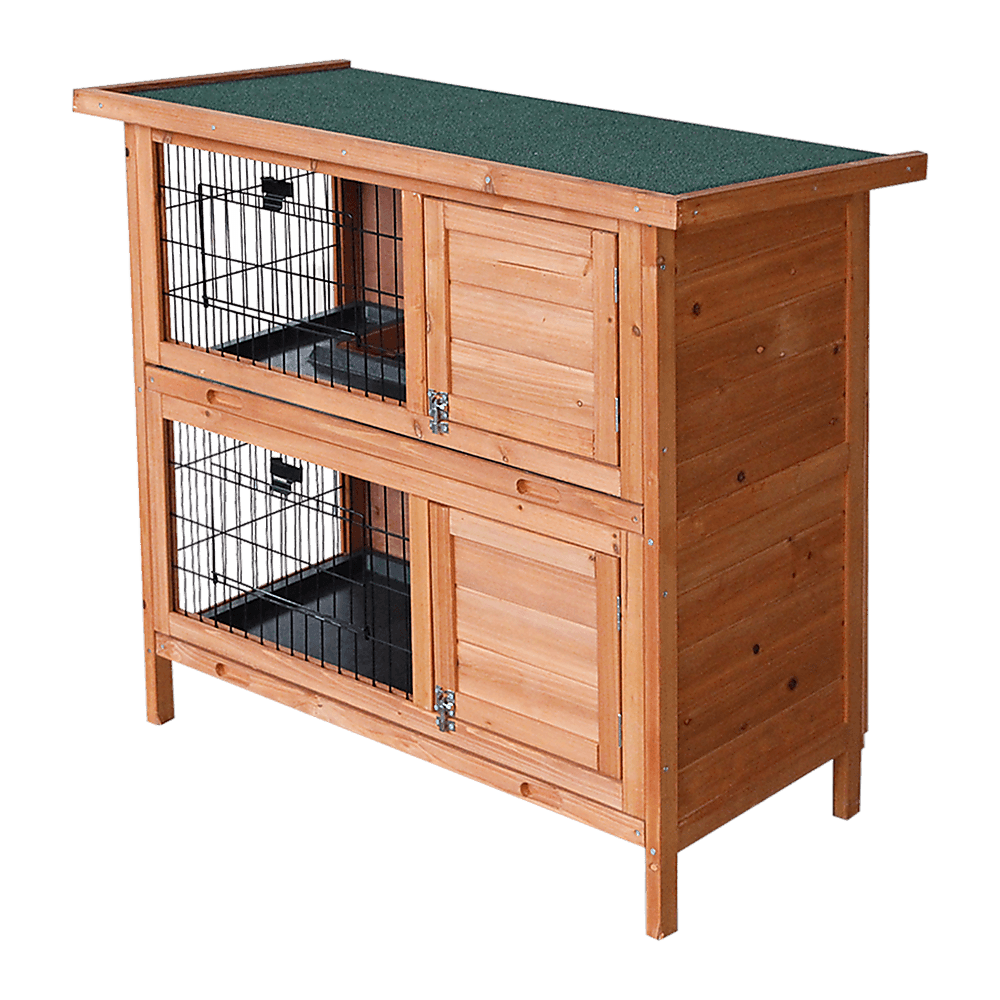 Large Rabbit Hutch with BASE Chicken Coop 2 Storey Guinea Pig Pet Cage House - John Cootes