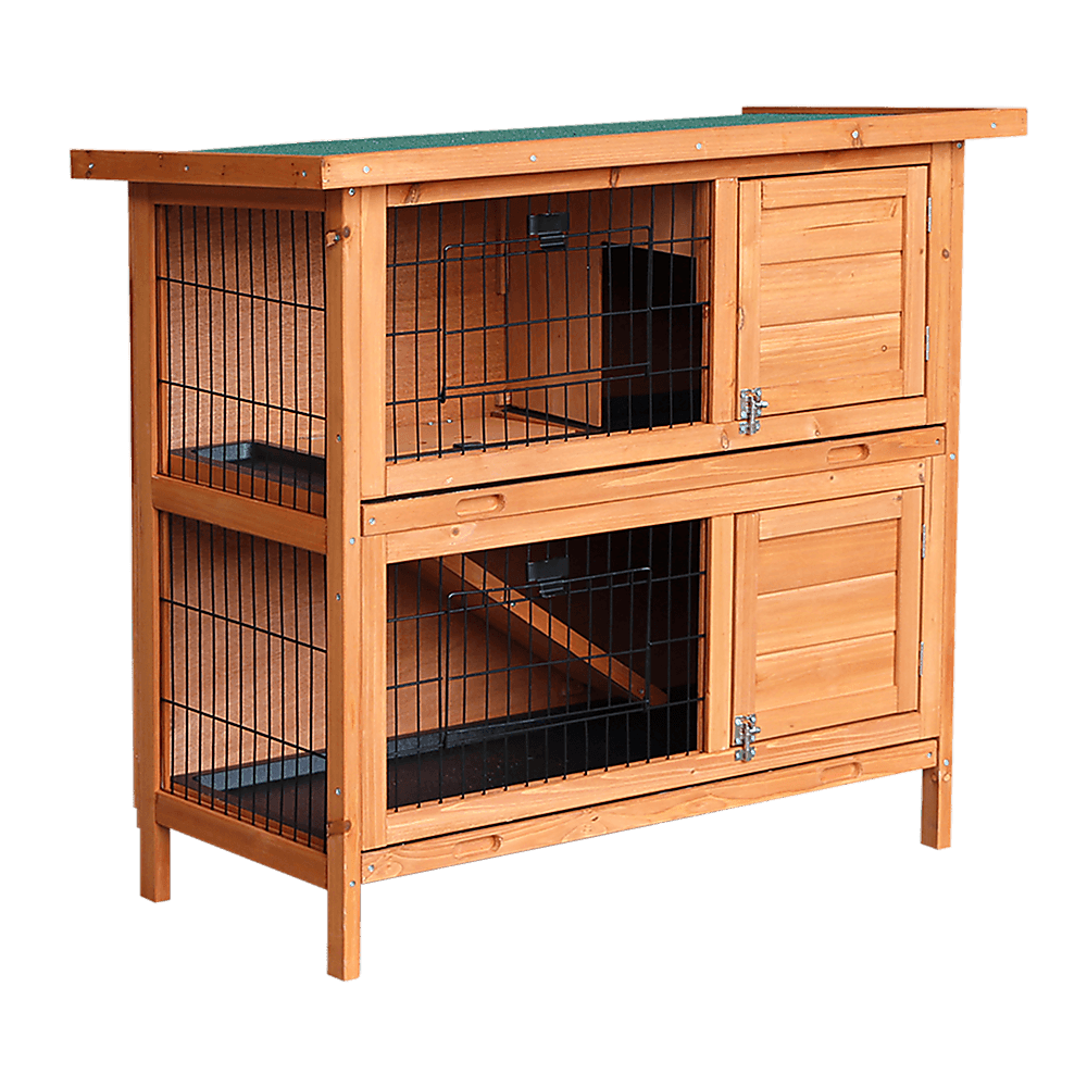 Large Rabbit Hutch with BASE Chicken Coop 2 Storey Guinea Pig Pet Cage House - John Cootes