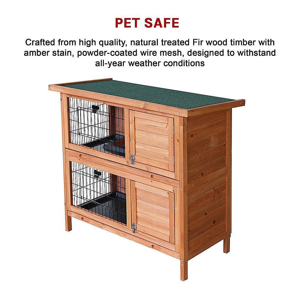 Large Rabbit Hutch with BASE Chicken Coop 2 Storey Guinea Pig Pet Cage House - John Cootes