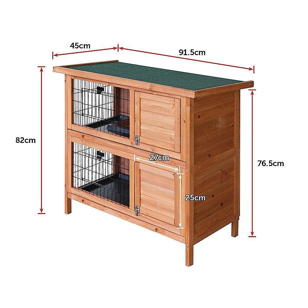 Large Rabbit Hutch with BASE Chicken Coop 2 Storey Guinea Pig Pet Cage House - John Cootes