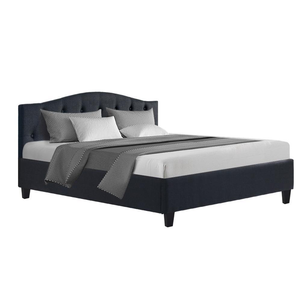 Lars Bed Frame Fabric - Charcoal Queen - John Cootes