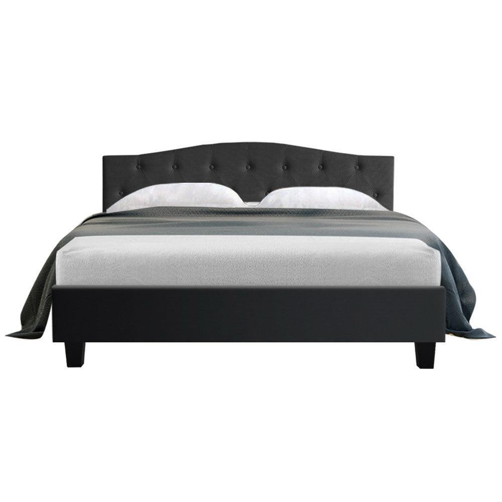 Lars Bed Frame Fabric - Charcoal Queen - John Cootes