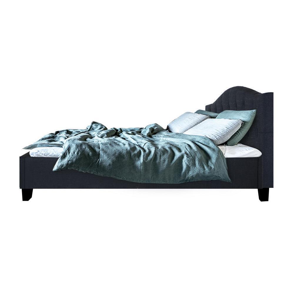 Lars Bed Frame Fabric - Charcoal Queen - John Cootes