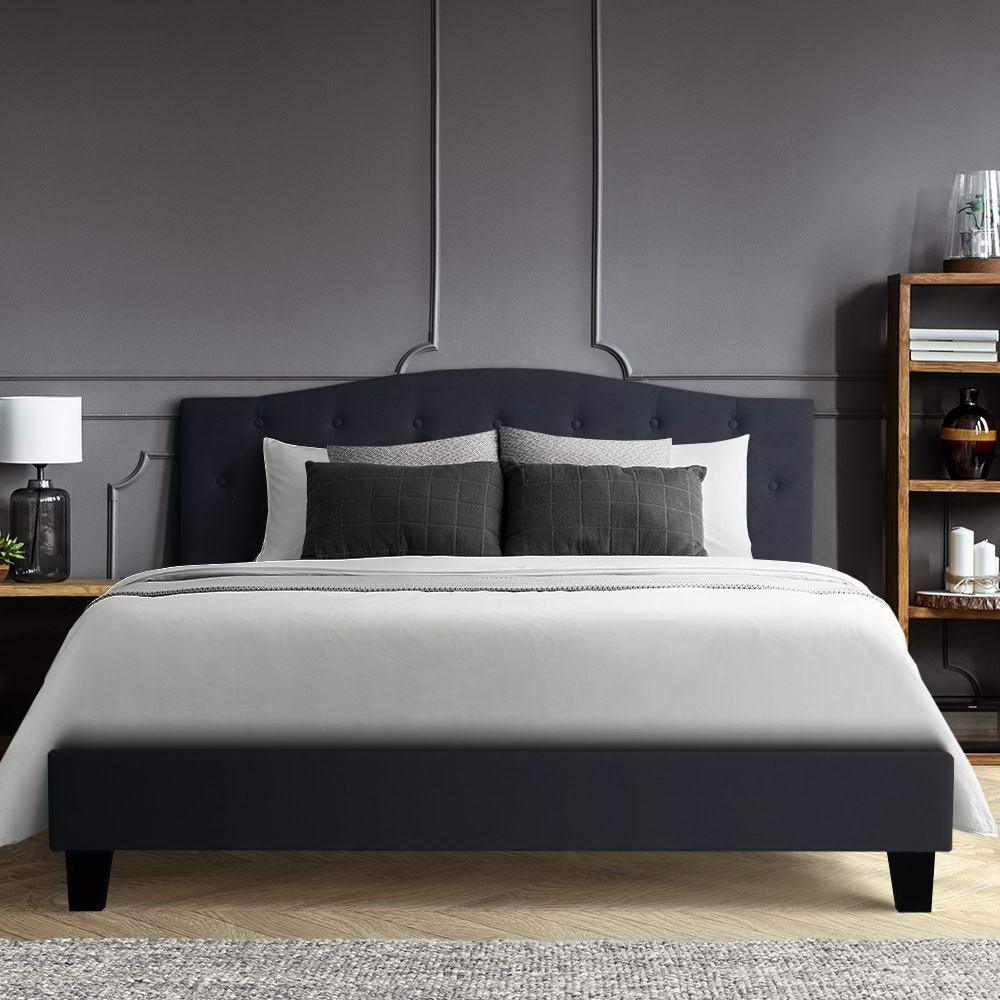 Lars Bed Frame Fabric - Charcoal Queen - John Cootes