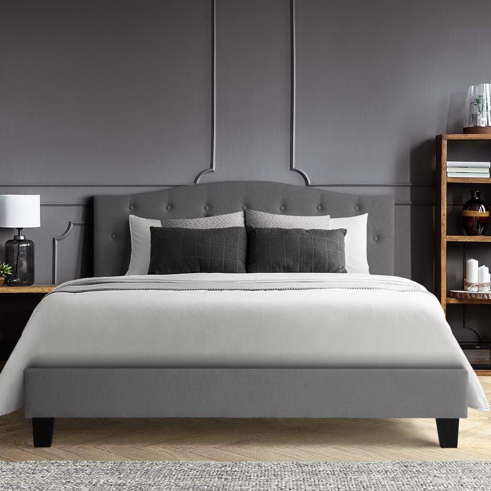 Lars Bed Frame Fabric - Grey Double - John Cootes