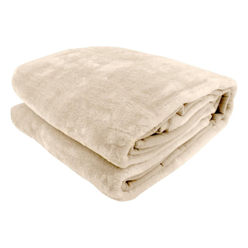 Laura Hill 600GSM Faux Mink Blanket Double-Sided Queen Size - Beige - John Cootes