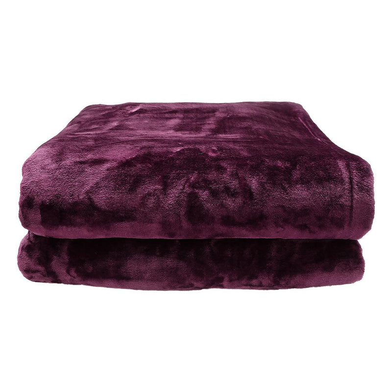 Laura Hill 600GSM Large Double-Sided Faux Mink Blanket - Purple - John Cootes