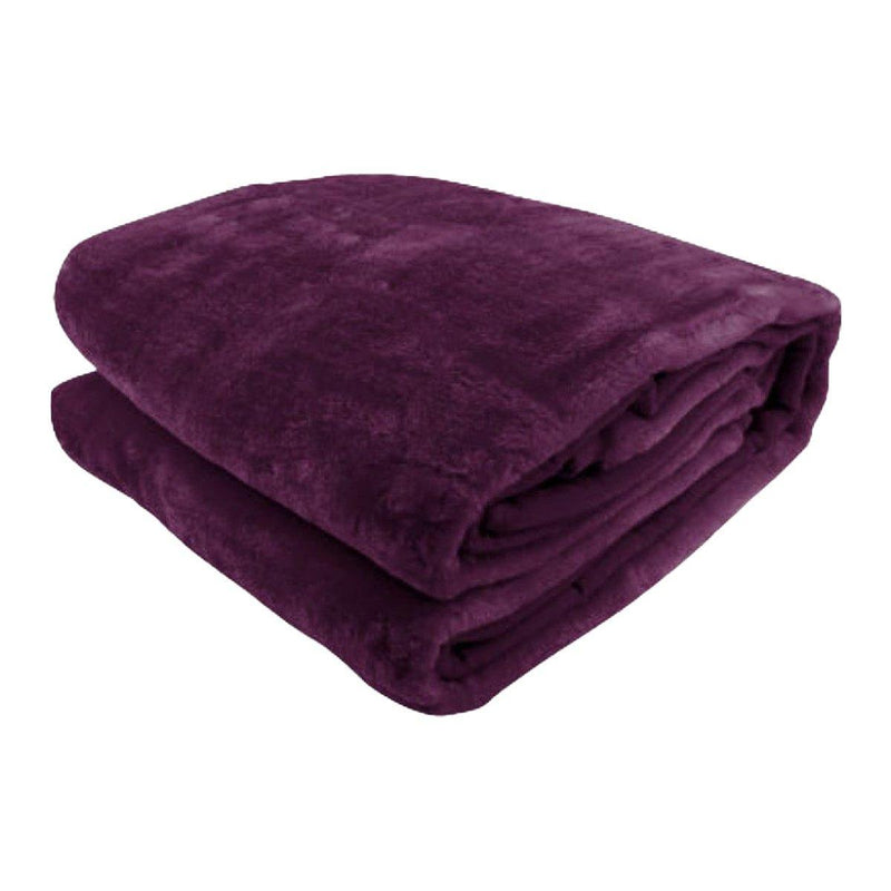 Laura Hill Faux Mink Blanket 800GSM Heavy Double-Sided - Purple - John Cootes