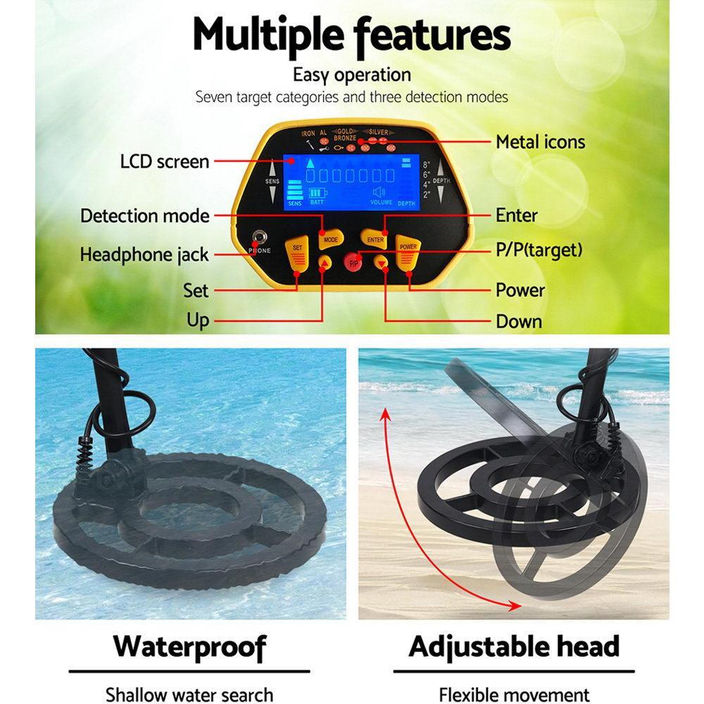 LCD Screen Metal Detector with Headphones - Yellow - John Cootes