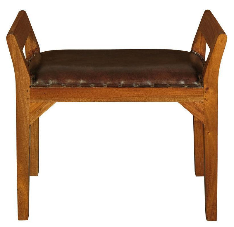 Leather Single Seater Stool (Light Pecan) - John Cootes