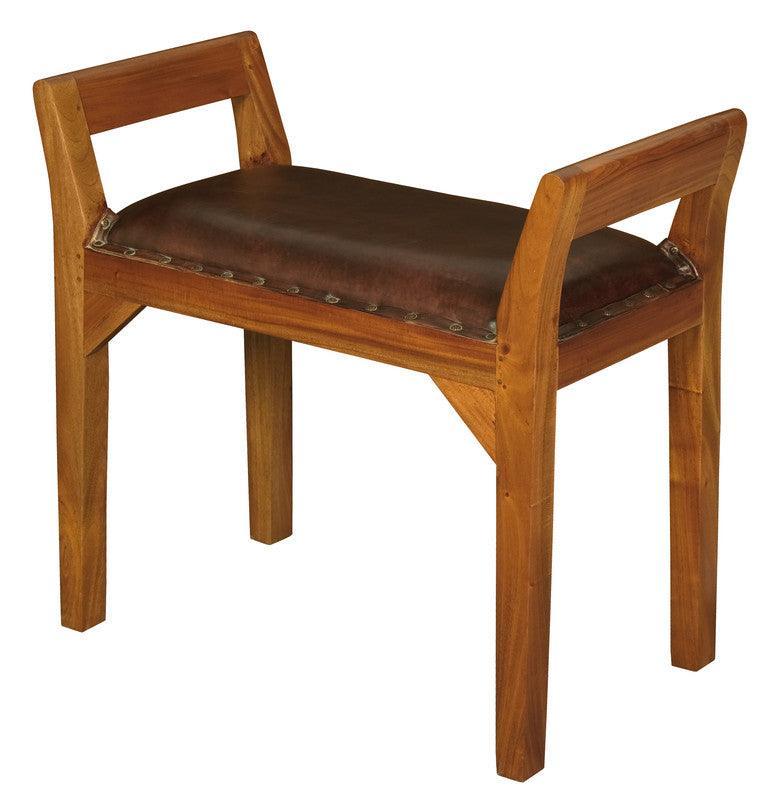 Leather Single Seater Stool (Light Pecan) - John Cootes