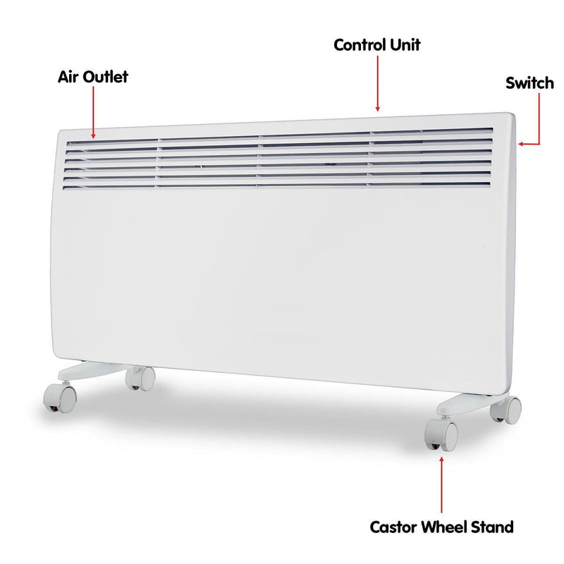 Levante NDM-20WT 2000W Electric Panel Heater Wifi Thermostat Castors - John Cootes