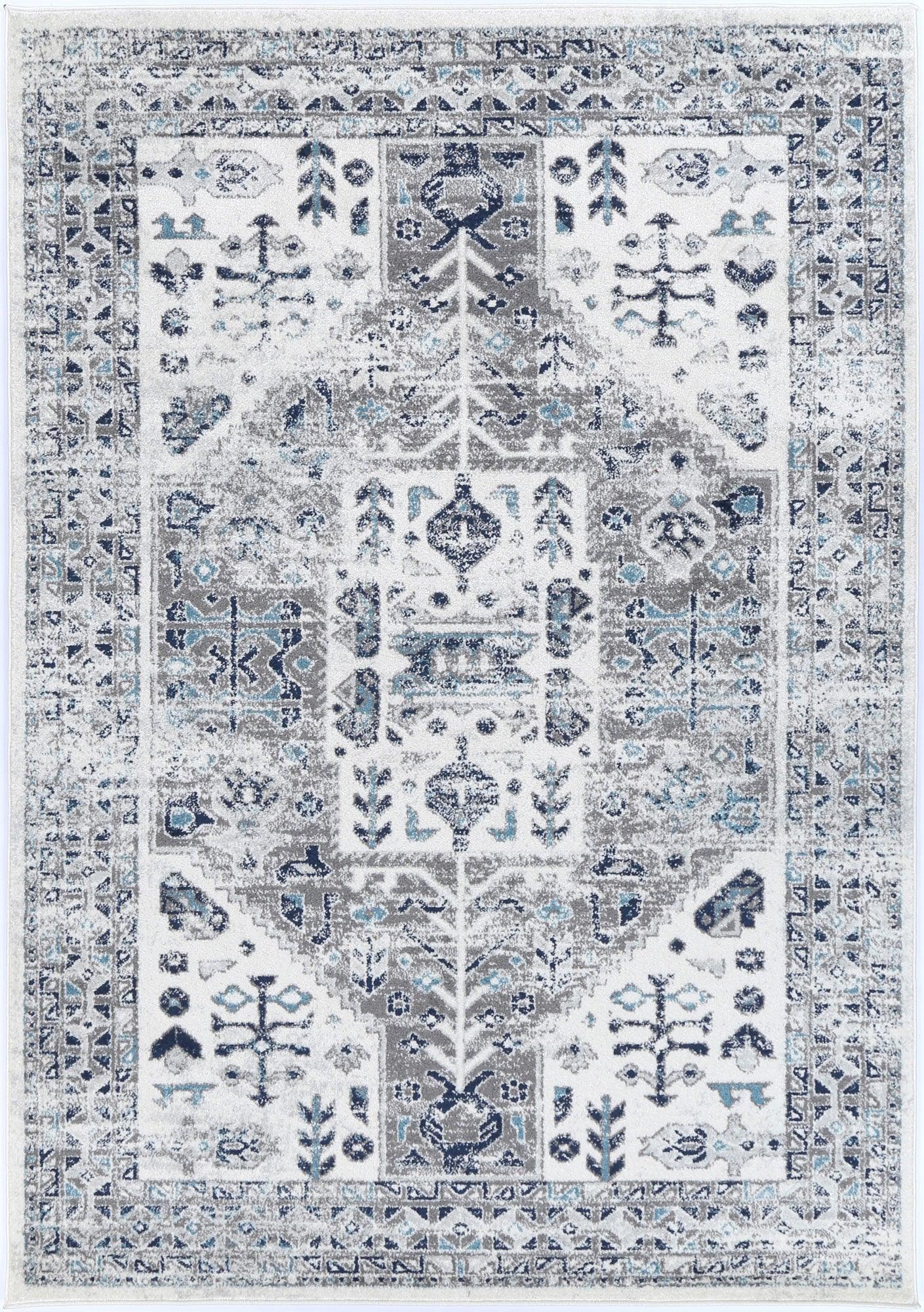 Ligures Cream Blue Traditional Rug 200X200cm Round - John Cootes