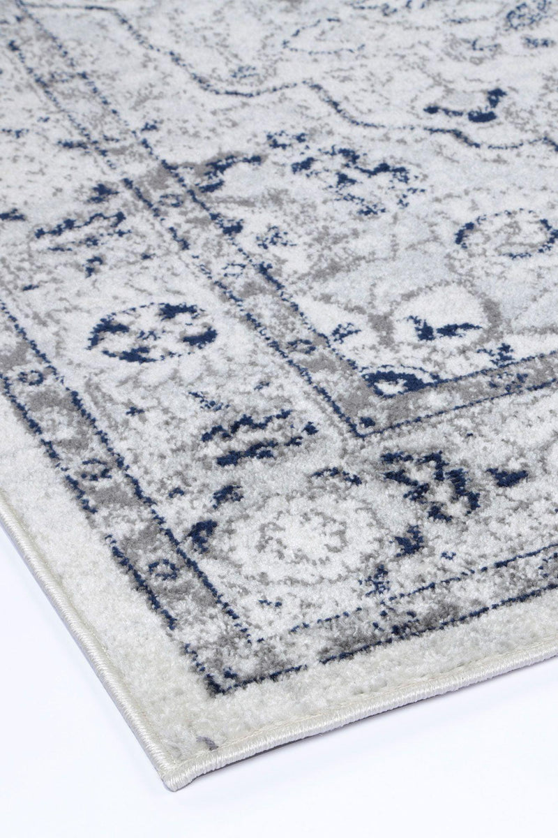 Ligures Cream Navy Floral Rug 160X230cm - John Cootes