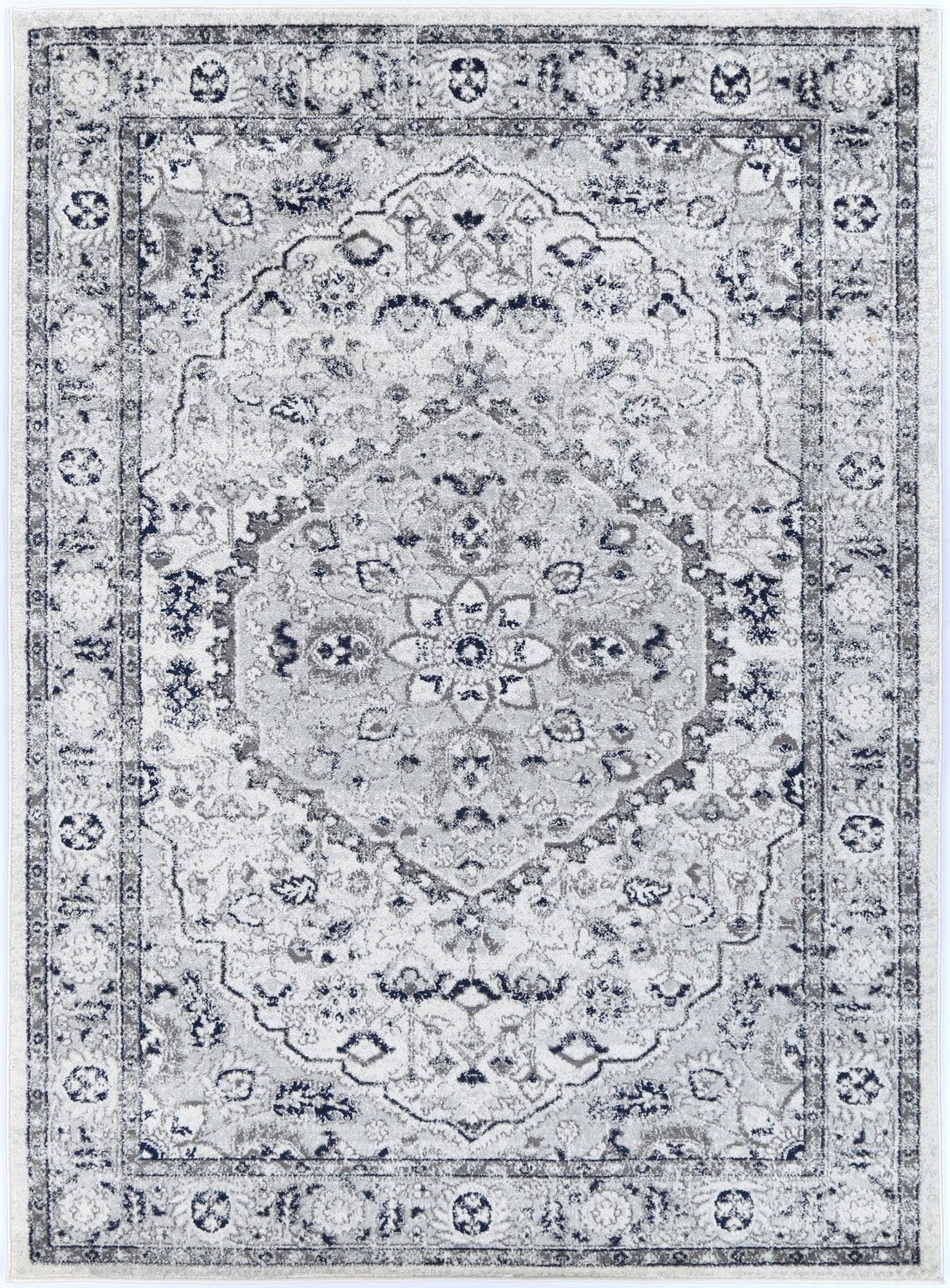 Ligures Cream Navy Floral Rug 200X290cm - John Cootes