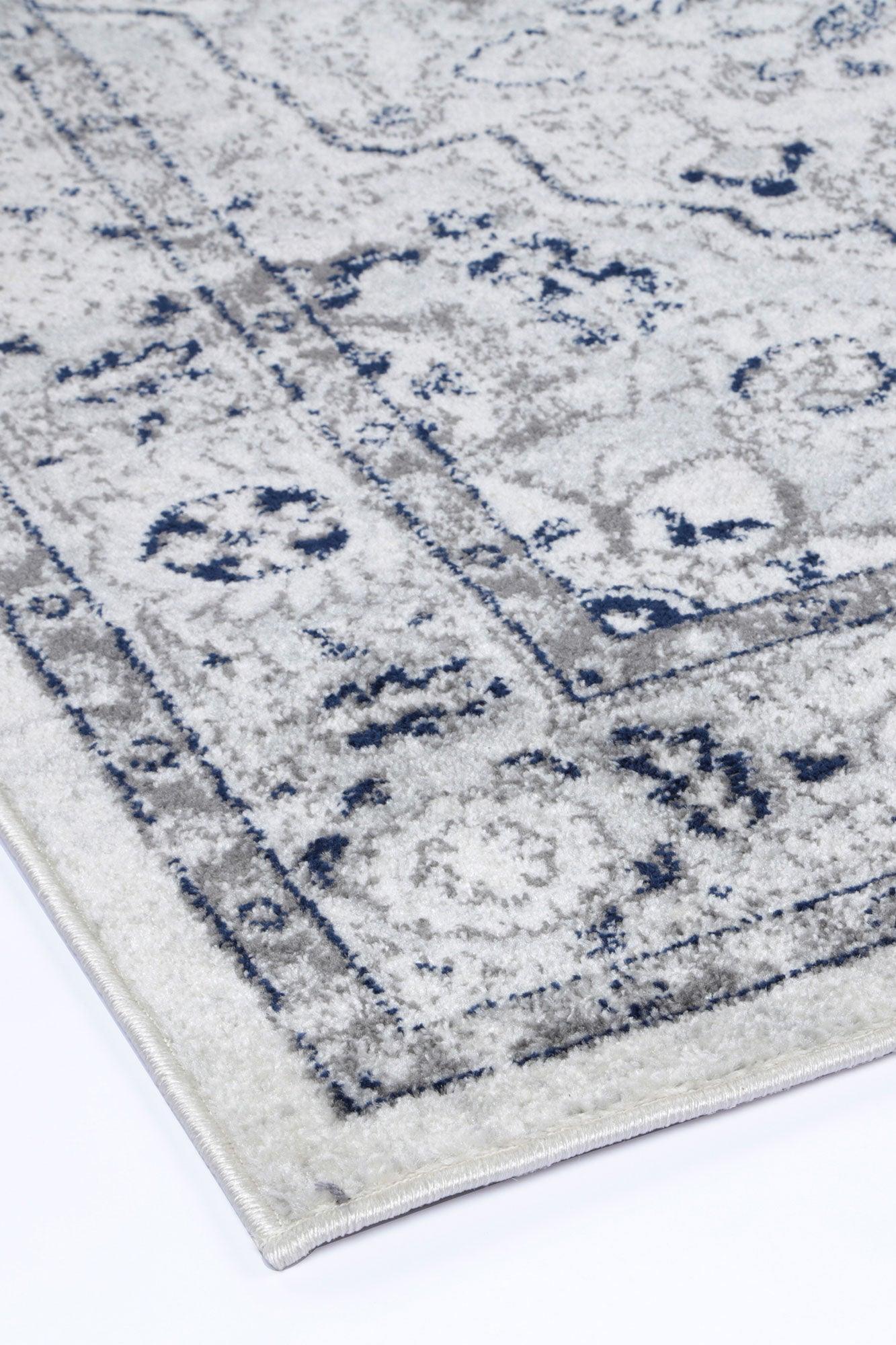 Ligures Cream Navy Floral Rug 200X290cm - John Cootes