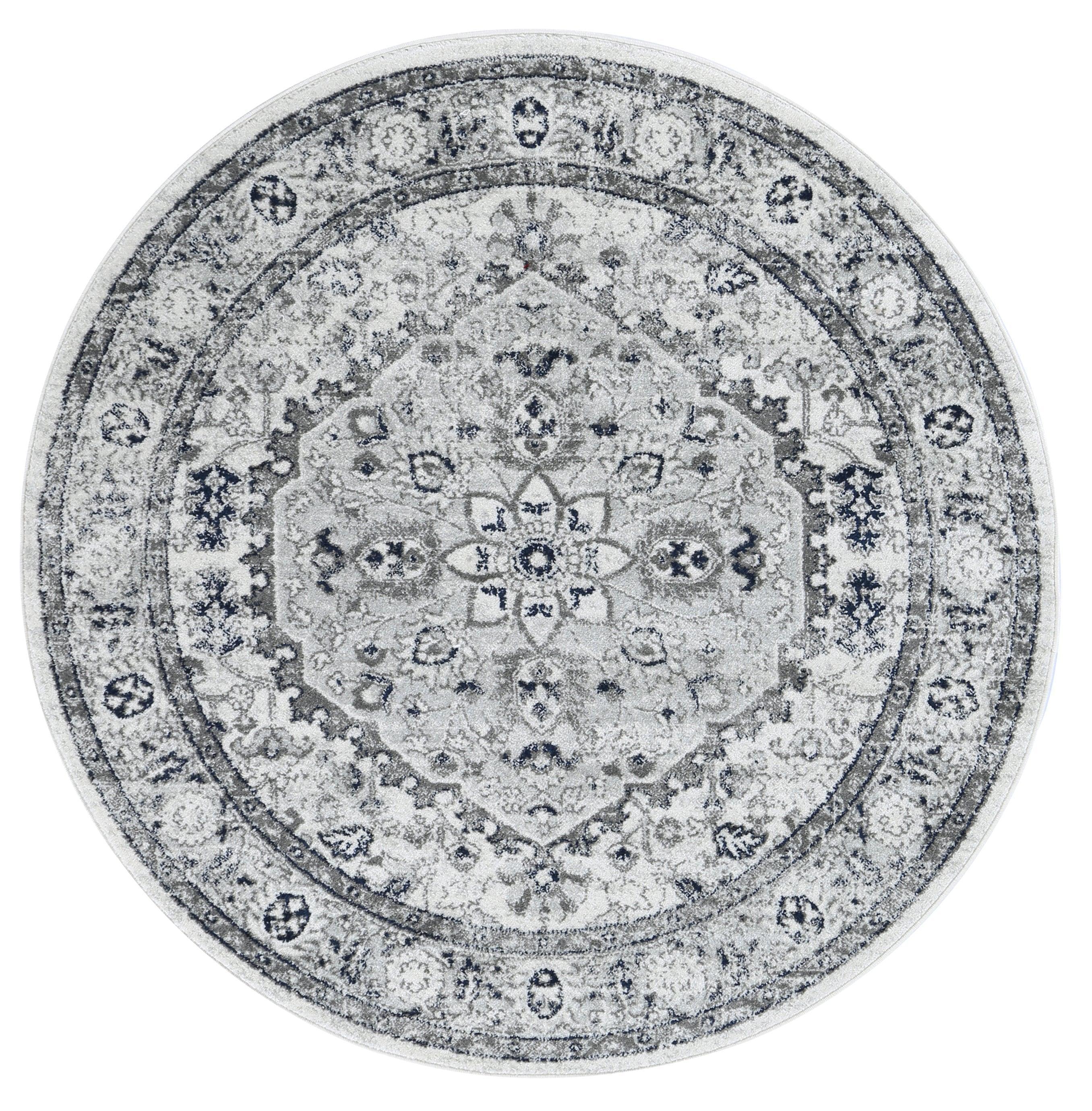 Ligures Cream Navy Floral Rug 200X290cm - John Cootes