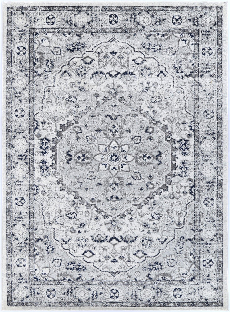 Ligures Cream Navy Floral Rug 80X300cm - John Cootes